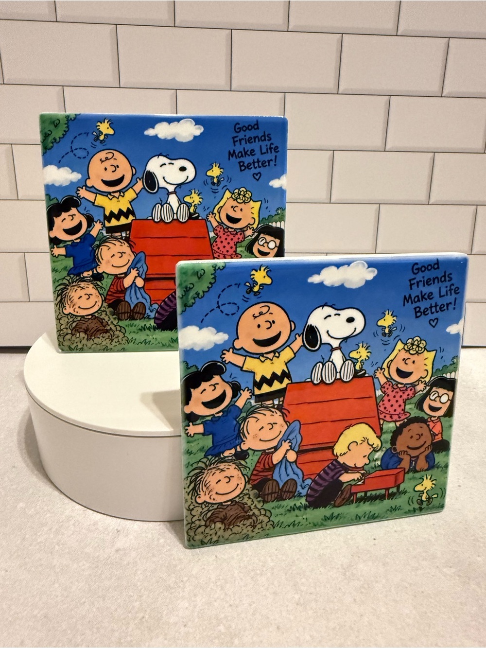 Peanuts 'Good Friends Make Life Better' Coasters - Blue